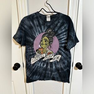 Living Dead Mom Tie Dye Graphic T-Shirt | Black Gray | Size Medium